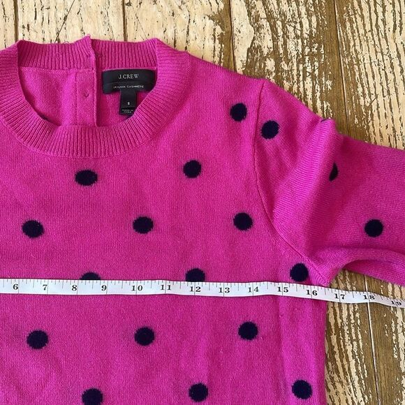 J.Crew Pink Polka Dot 100% Italian Cashmere Sweater Size S - Picture 8 of 10